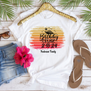 Cute Birthday Cruise Ship Family Trip Sunset  T-Shirt