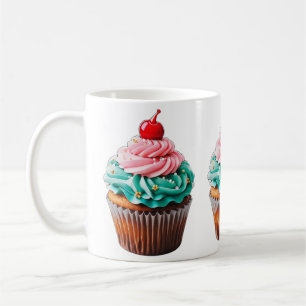 Cute Birthday Cupcake Dessert Illustration Clipart Coffee Mug