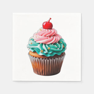 Cute Birthday Cupcake Dessert Illustration Clipart Napkin