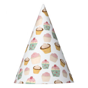 Cute birthday cupcake pattern party hat