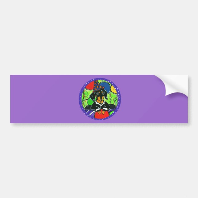 Cute Birthday Dachshund Bumper Sticker (Front)