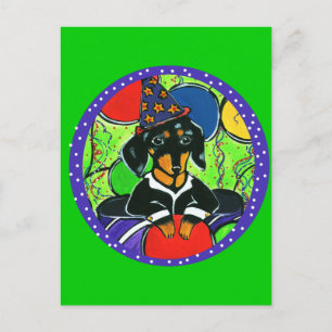 Cute Birthday Dachshund Postcard