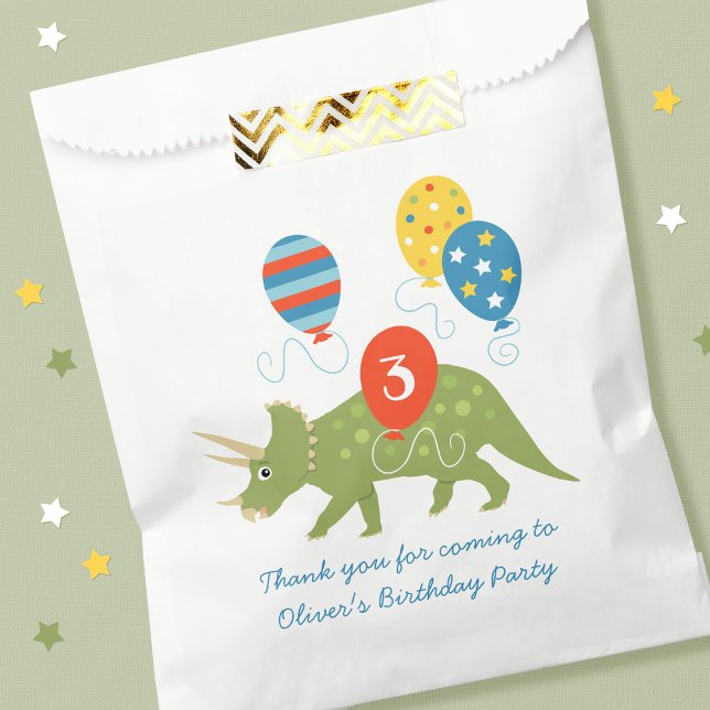 Cute Birthday Dinosaur Triceratops Custom Name Age Favour Bags (Creator Uploaded)