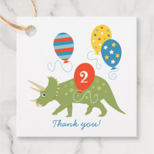 Cute Birthday Dinosaur Triceratops Custom Name Age Favour Tags
