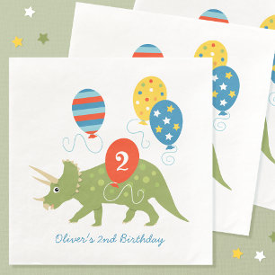 Cute Birthday Dinosaur Triceratops Custom Name Age Napkin