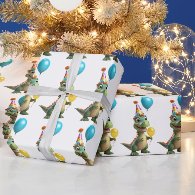 Cute Birthday Dinosaur Wrapping Paper | Colourful  (Holidays)