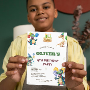Cute birthday dinosaurs kids birthday party invite