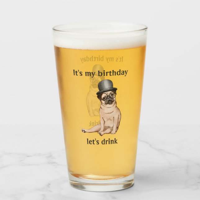 Cute Birthday Dog  Glass (Front Filled)