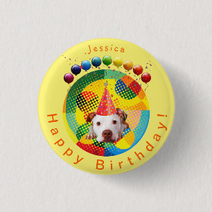 Cute Birthday Dog (personalised) 3 Cm Round Badge