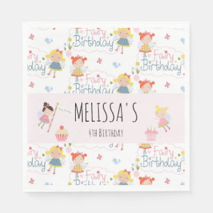 Cute Birthday Fairy Personalised Party Napkin