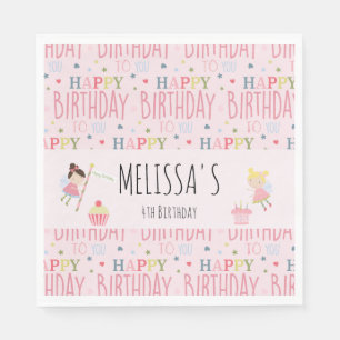 Cute Birthday Fairy Personalised Party Napkin