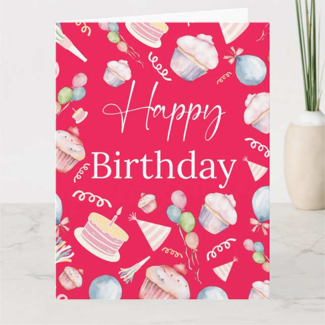 Cute Birthday Folded Greeting Card (Front)