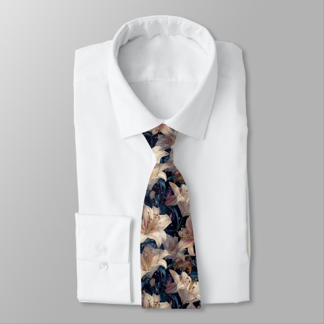 Cute Birthday Gifts For Him Lilies Floral Tie (Tied)