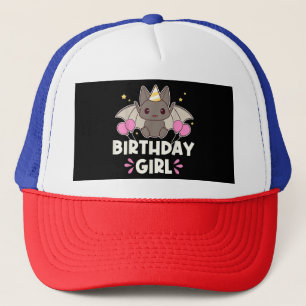 Cute Birthday Girl Bat Graphic Trucker Hat