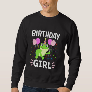 Cute Birthday Girl Frog Aesthetic Women Girls Kids Sweatshirt