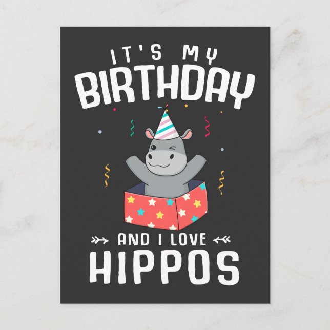 Cute Birthday Girls Boys Hippo Lover Postcard (Front)