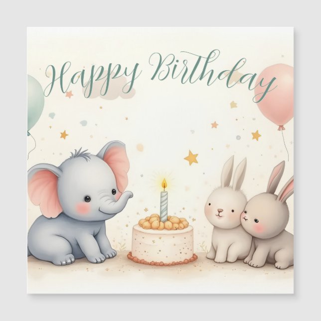 Cute Birthday Greeting with Animal Friends (Front)