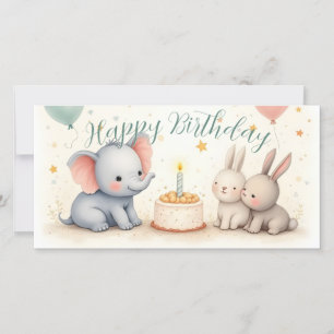 Cute Birthday Greeting with Animal Friends