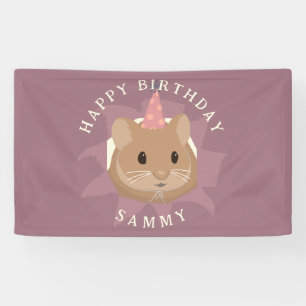 Cute Birthday Hamster in muted tones Banner