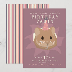 Cute Birthday Hamster in muted tones Invitation