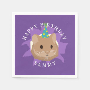 Cute Birthday Hamster peeking through hole Napkin