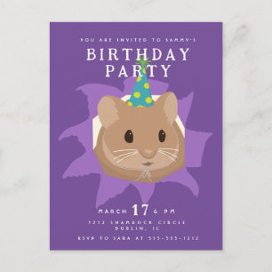 Cute Birthday Hamster peeking through hole Postcard