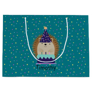 Cute Birthday Hedgehog Large Gift Bag