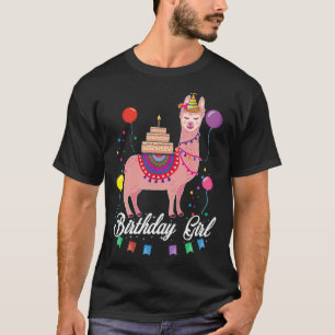 Cute Birthday Llama Girl Alpaca Animal Kids T-Shirt