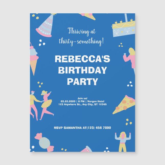 Cute birthday magnetic invitation (Front)