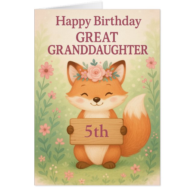 Cute Birthday MIlestone Card Great Granddaughter (Front)