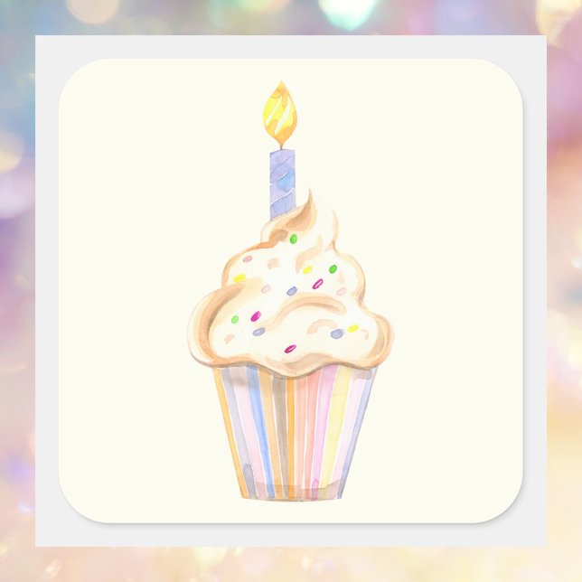 Cute Birthday Modern Simple  Square Sticker (Creator Uploaded)