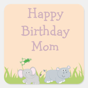Cute Birthday Mum Safari Animals Square Sticker