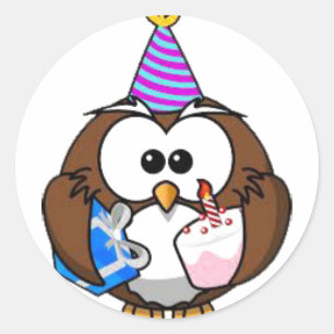 Cute Birthday Owl Birthday Stickers