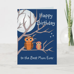 Cute Birthday Owls Folded Greeting Card