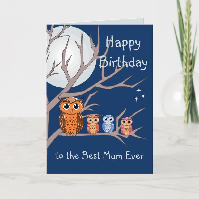 Cute Birthday Owls Folded Greeting Card (Front)
