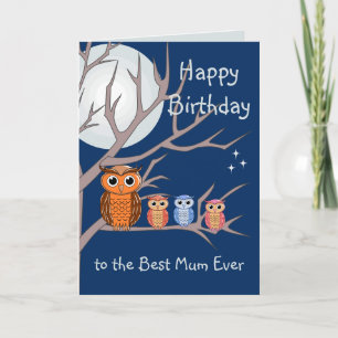 Cute Birthday Owls Folded Greeting Card