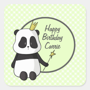 Cute Birthday Panda  Square Sticker