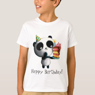 Cute Birthday Panda with Cake T-Shirt