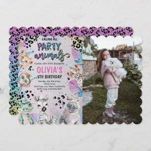 Cute Birthday Party Animals Photo Invitation