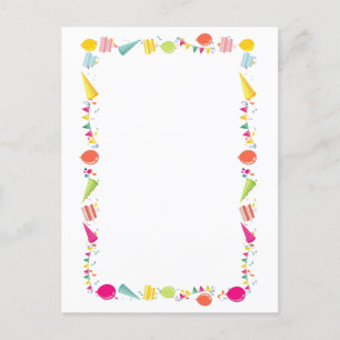 Cute Birthday Party Balloon Border Postcard