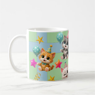 Cute Birthday Party Cats Wrapping Paper Kawaii K Coffee Mug