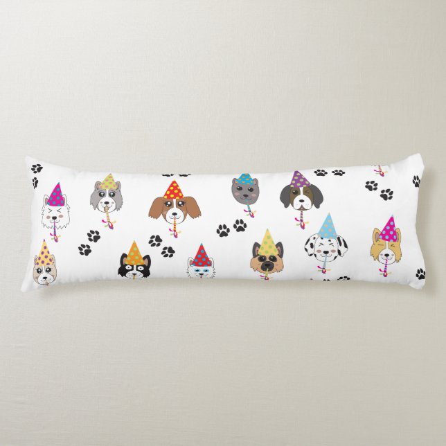 Cute Birthday Party Dogs Pattern Body Cushion (Front)