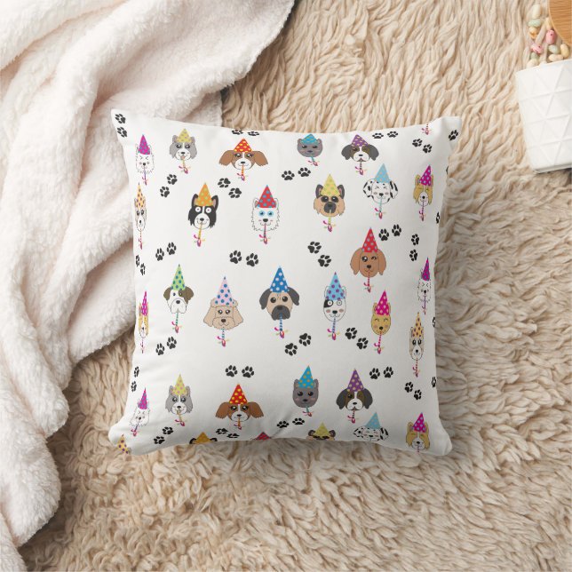 Cute Birthday Party Dogs Pattern Cushion (Blanket)