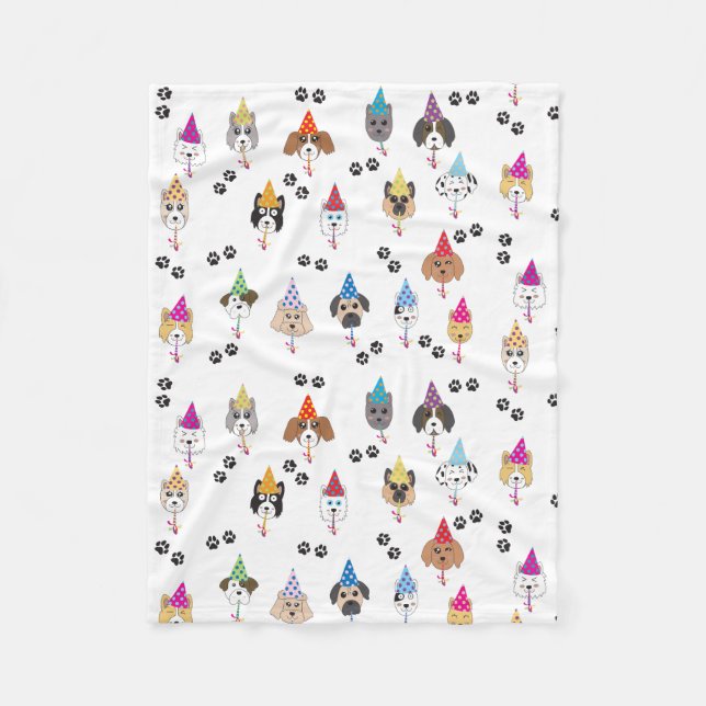 Cute Birthday Party Dogs Pattern Fleece Blanket (Front)
