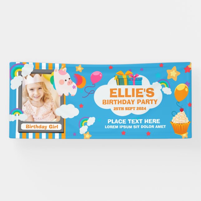 Cute  Birthday Party Horizontal Banner For Kids (Horizontal)