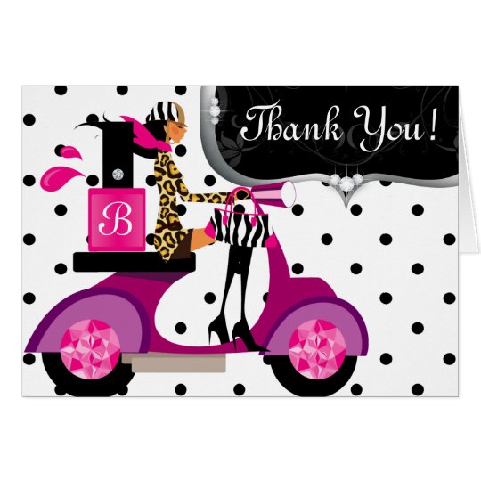 Cute Birthday Party Nail Polish Scooter Girl Dots Card
