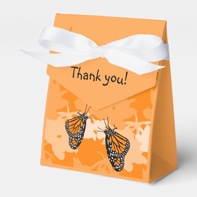 Cute Birthday Party Orange Monarch Butterfliy Pair Favour Box (Front Side)