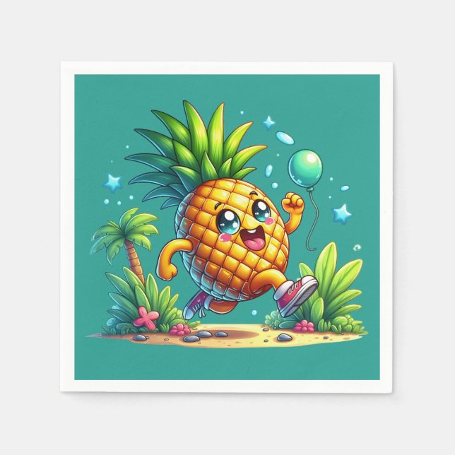 Cute Birthday pineapple party beach  Napkin (Front)