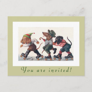 Cute Birthday Skating Party Funny Animals Invitation