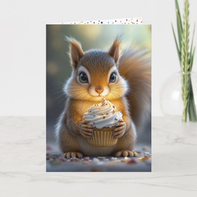 Cute Birthday Squirrel Card (Front)